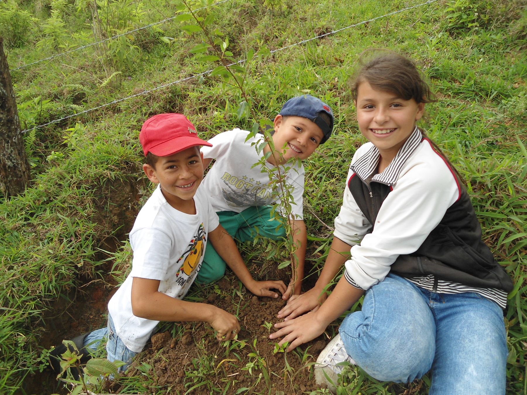 Niñas y niños sembrando el bosque que heredarán